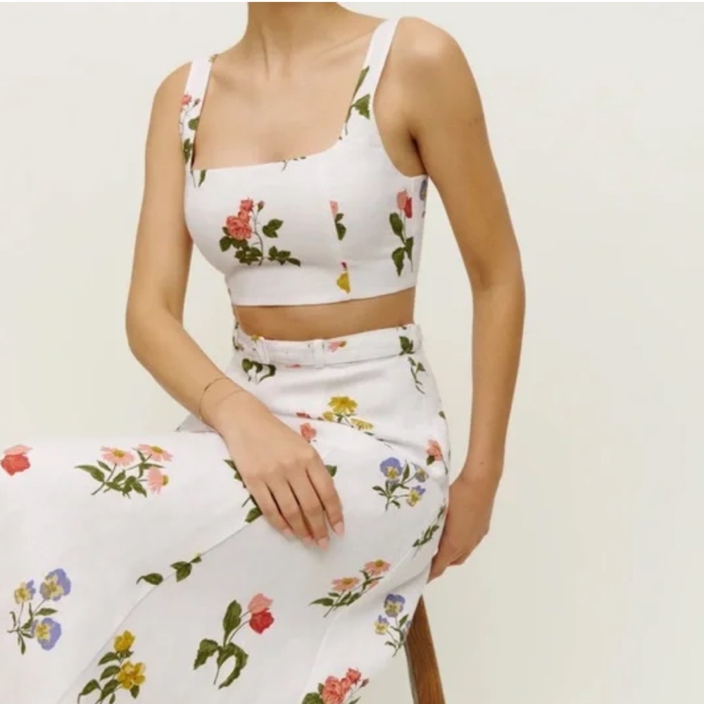 Reformation Cole Linen Crop Top